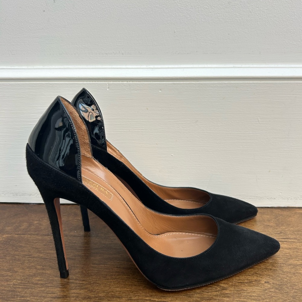 Aquazzura Suade and Black Patent Leather Heels
